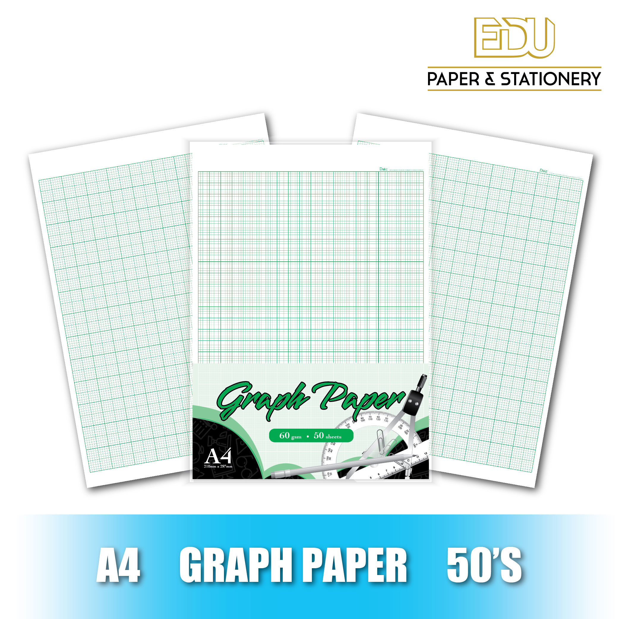 A4 GRAPH PAPER (SINGLE LINE & GRAPH) 50'SHEETS (10 PACKET) Eduquay