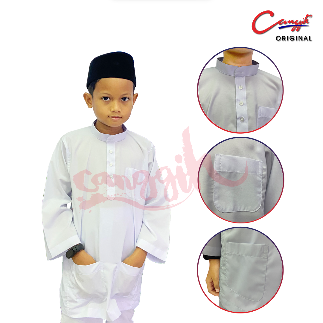 Canggih Baju Melayu Sekolah Agama Lelaki - White - Eduquay Sdn Bhd